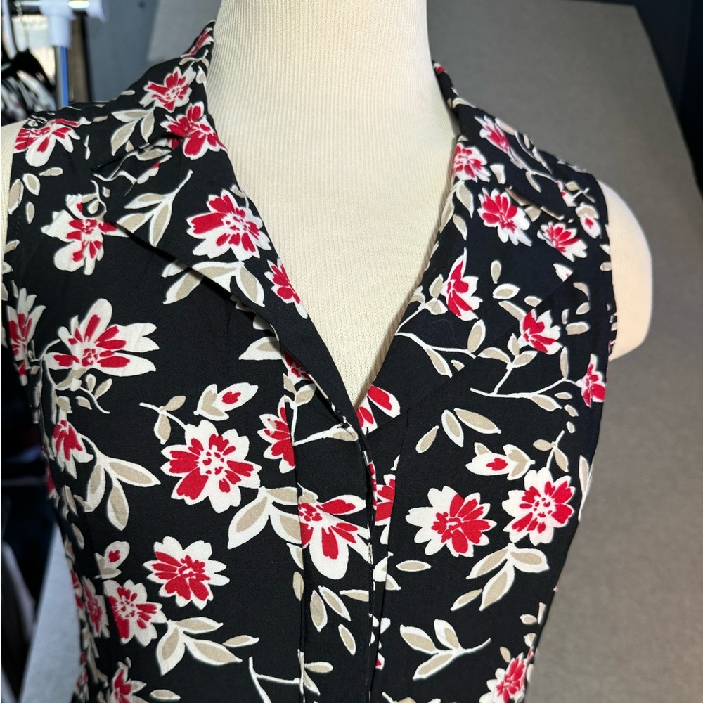 j jill sleeveless Floral dress With Pockets Size Small  Petite Above Knee
